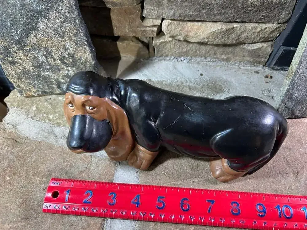Basset Hound Ceramic Statue Figure Black and Brown Vintage take sad boy home!